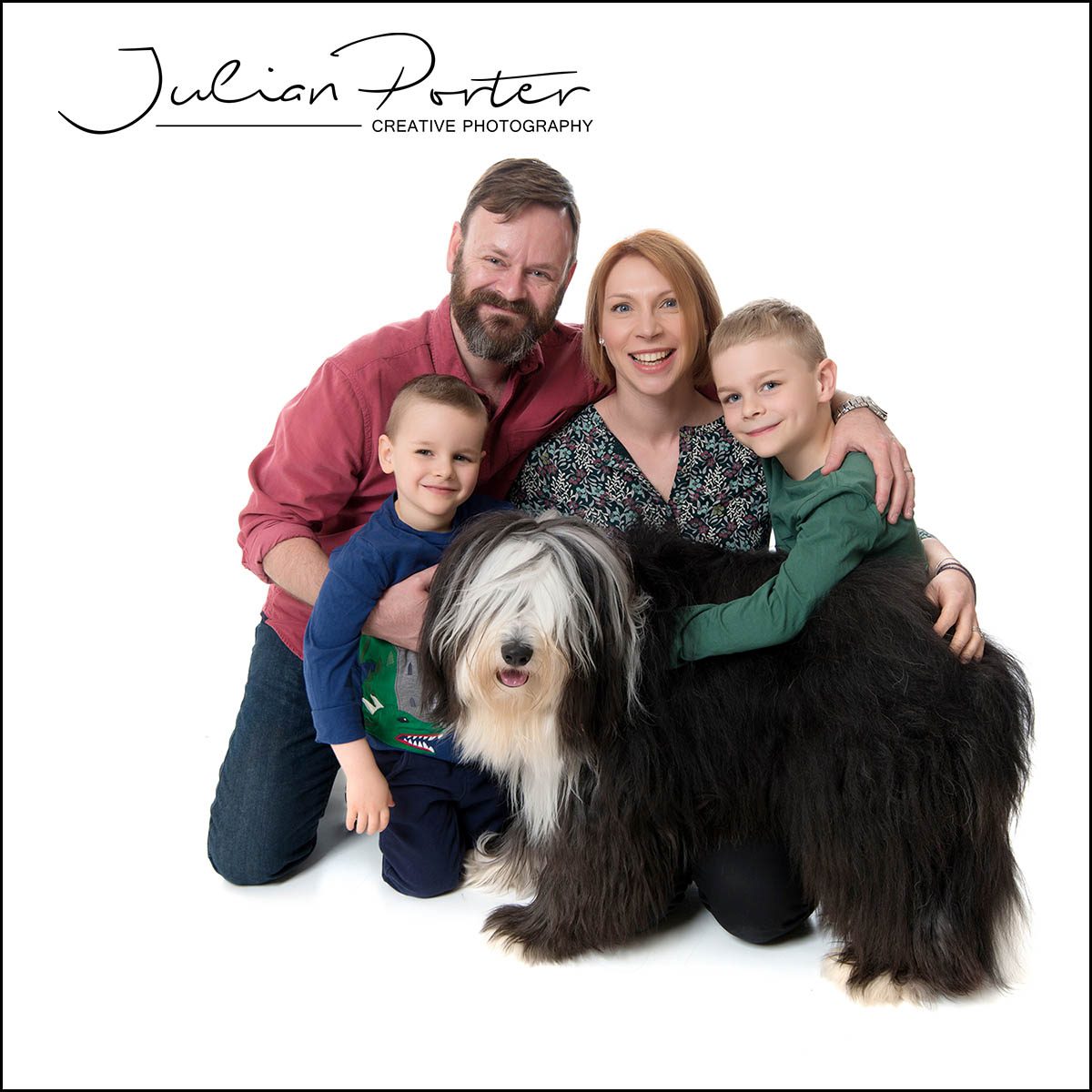 family with pet dog
