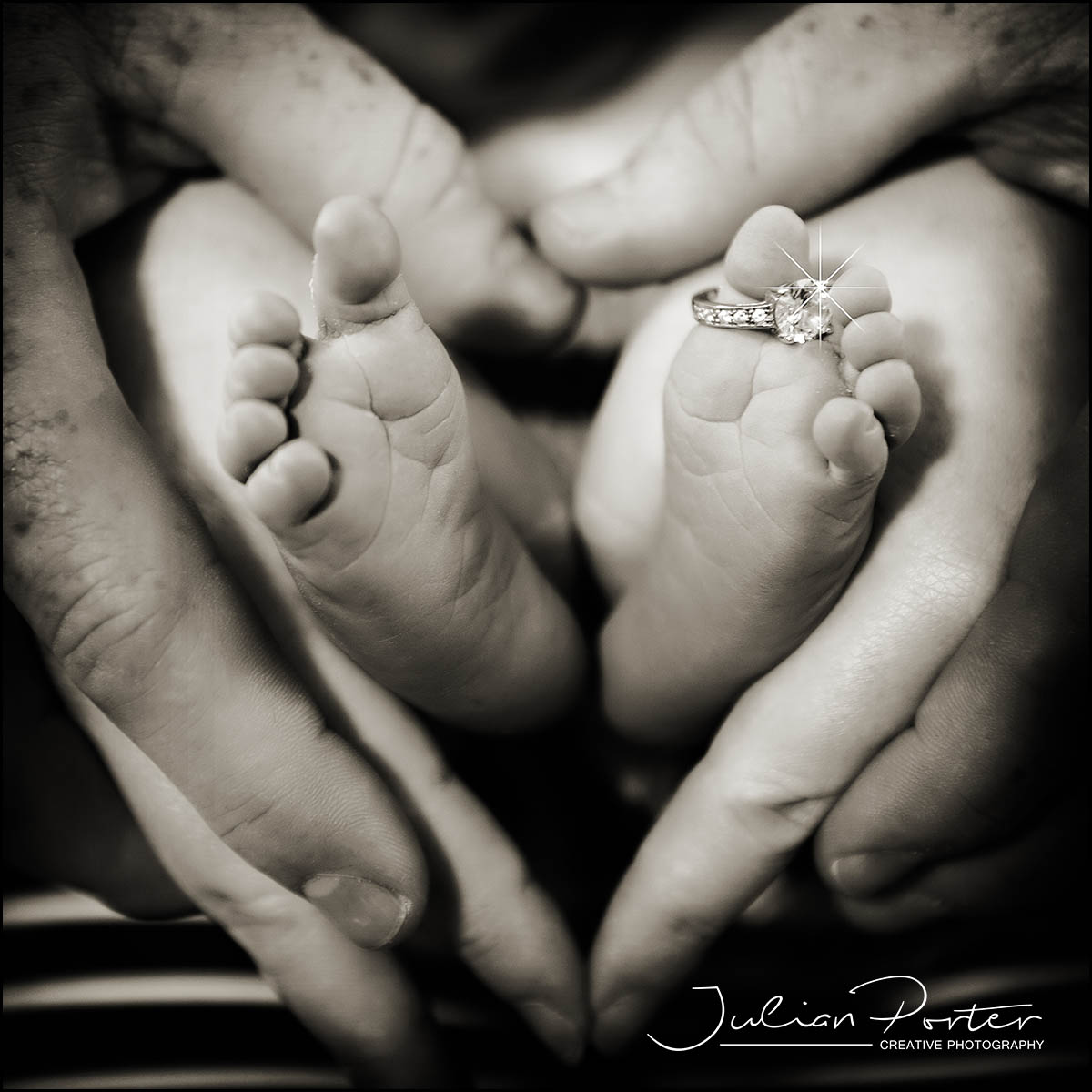 closeup of newborn feet
