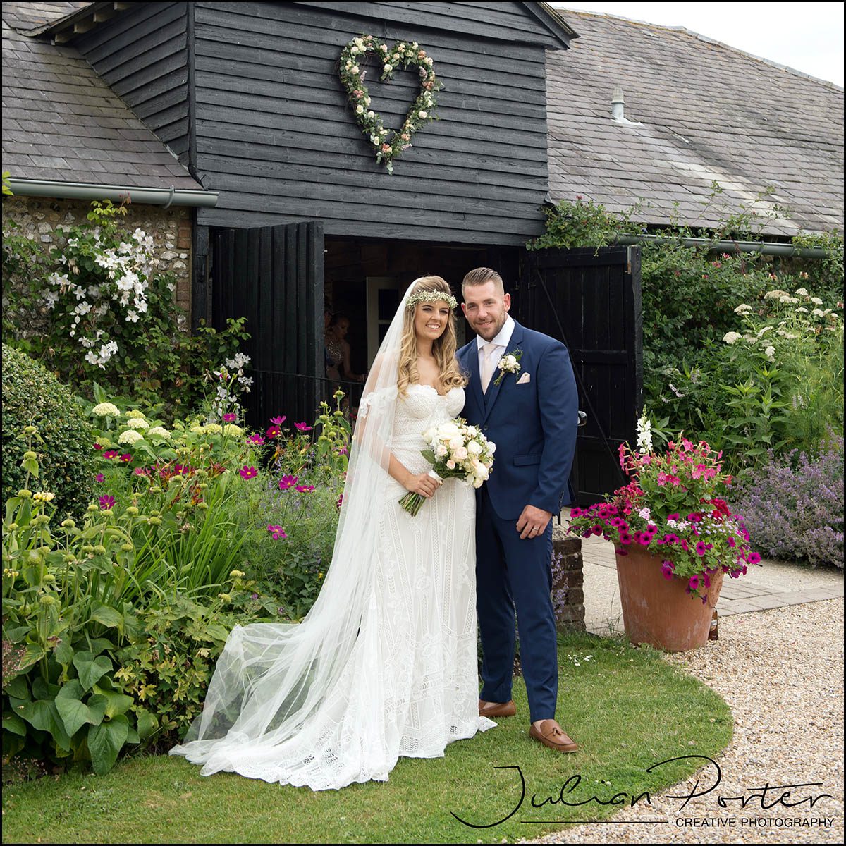 couple at Upwaltham barns